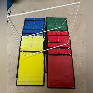 Multicolor Classroom Hanging Book/Media Pockets with Metal Storage Rack